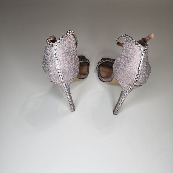 STEVE MADDEN Heels Pink Rose Glitter Collette Square Toe Stiletto Strap Sz 6.5 - Picture 5 of 8